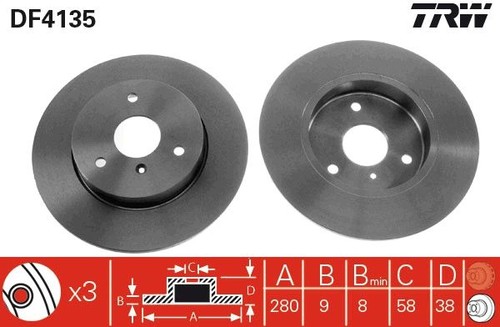 Disco freno trw df4135 - trw, smart