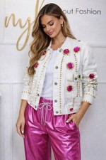 Giacca di jeans donna bianca
