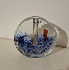 Vaso mono fiore vetro di Murano, Barbini, rotondo, firmato