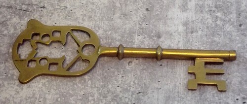 Vintage brass decorative key - brass,