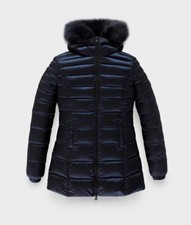REFRIGIWEAR DONNA PIUMA PIUMINO PELLICCIA LONG MEAD FUR JACKET BLU GIUBBINO 2024