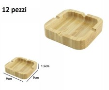 Set 12 Pezzi Posacenere In Legno Bambù Porta Cenere Sigaretta Quadrato dfh