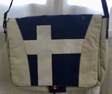 Borsa porta pc in tela panna e blu Quip multitasca con tracolla regolabile