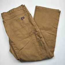 Pantalone da lavoro uomo Dickies falegname marrone tela denim taglia 42x32 *macchia* largo