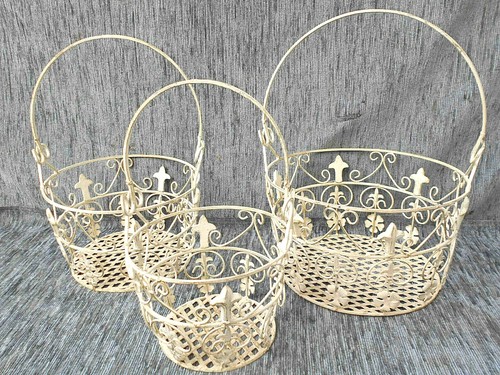 3er set cesto - fiori, ferro