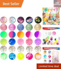 30 Palline Rimbalzanti Assortite per Bambini - Palline in Gomma Sicure 32mm con Sacchetto Portaoggetti