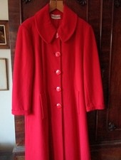 Cappotto lungo Pierre Cardin Paris vintage anni 70 lana rossa aderente taglia 10/12
