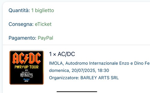 Biglietto concerto imola - concerto, ac/dc