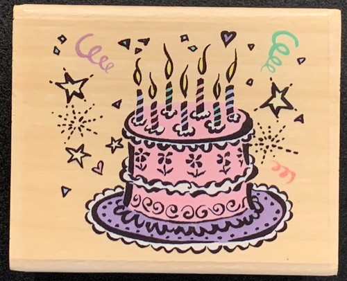 Timbro gomma torta compleanno