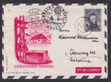 Posta aerea palloncino volo in mongolfiera Austria intero postale WST Andreas Hofer Graz Salisburgo