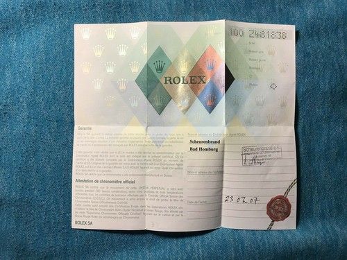 Rolex certificato garanzia - certificato,