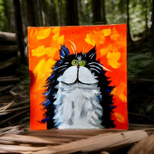 Dipinto originale gatto - , nero