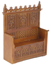 Casa Delle Bambole Panchina Gotica In Noce Miniatura JBM Mobili Da Chiesa Fini