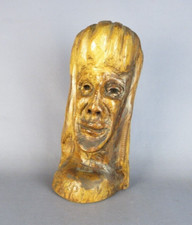 Scultura legno statua volto