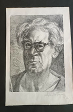 DISEGNO RITRATTO DI ERICH FROMM -GIOVANNI MARCH ( TUNISI 1894- LIVORNO 1974 )