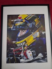 AYRTON SENNA POSTER CORNICE 70X50 STAMPA SU TELA ALTA DEFINIZIONE DI QUADRO