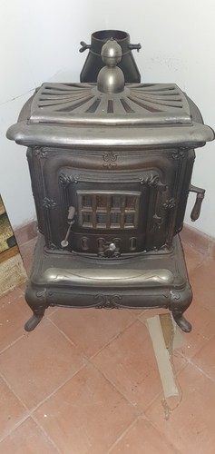 Stufa ottone ghisa antica - stufa,