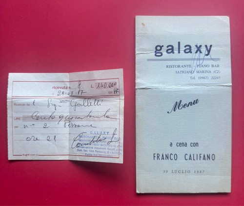 Set franco califano 1987 - set, menu