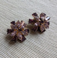 Orecchini Vintage con Strass Viola e Rosa