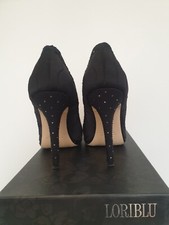 décolleté gioiello LORIBLU tacco 10 n. 37 luxury made in Italy Swarovski e raso