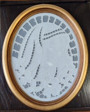 Quadretto madonna ricamato a mano ellittico