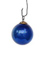 Antico Tedesco Kugel Natale Ornamenti Cobalto Vetro Blu Sfera Alveare Tappo "