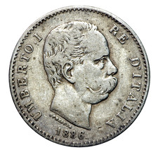 Italia 1 lira 1886 Regno Umberto I Argento Fantastica Antica Patina BB+