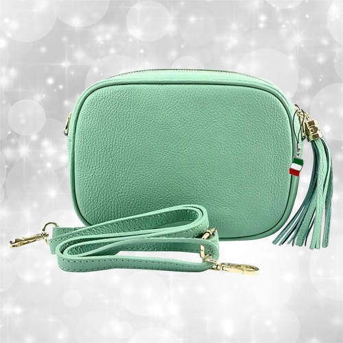 Borsa pelle turchese media