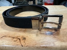 Cintura classica Gucci GG logo tela/pelle reversibile fibbia quadrata uomo 44/110