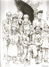 ALBERTO FREMURA  - LIVORNO - LA FAMIGLIA -  Litografia - - p.d.a. - cm 35x25