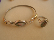 SET Bracciale e Anello firma AVON pietra abalone (conchiglia) metallo argento