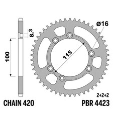 FANTIC MOTOR MOTARD CABALLERO 50 2005-2009 corona PBR passo 420 50 Denti Ergal