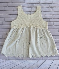Top Zara bambina nuovo senza etichette maglia all'uncinetto impreziosito beige strass gemme taglia 11-12 anni