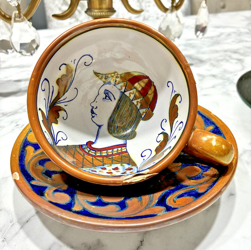 Tazza piattino maiolica - tazza, e