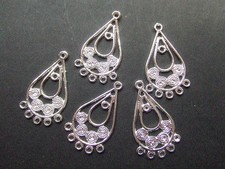 4pz basi orecchini LINKS  Goccia color argento 33x19mm