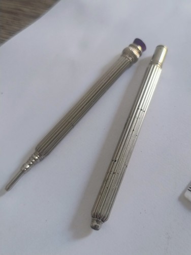 Silver tone dip pen and - silver,