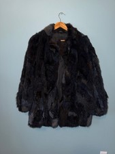 Giacca pelliccia di coniglio nera donna taglia media vestibilità come XL