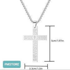 Collana con ciondolo croce in acciaio inox da uomo catenina rosario Bibbia