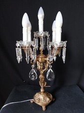 Lampada da tavolo antica vintage grande ottone cristalli comodino 