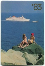 Calendario tascabile 1983, di Black Sea Shipping Company, nave e ragazze (14) m