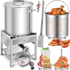64QT Kit Bollitura Frutti di Mare in Acciaio Inox,Grande Pentola Friggitrice Tacchino