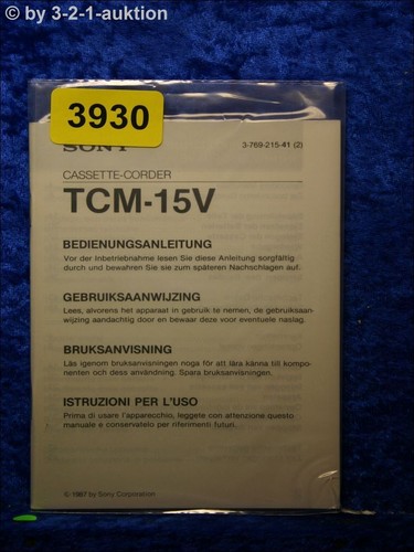 Sony manuale tcm 15v cassetta - 15v,