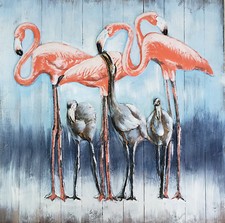Quadro tridimensionale Moderno Design in Rilievo Flamingo 3D 100x100 cm