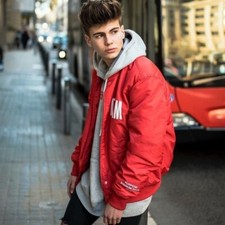 H&M Women's Justin Bieber Purpose Tour 2017 Team Jacket Long Sleeve Red White XS