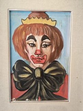 Quadro dipinto a olio "Pagliaccio" di Romano Mussolini con firma autentica