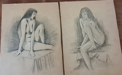 Due disegni matita nudi - di,
