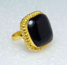 Anelli in onice nera placcati oro gioielli fatti a mano gioielli flash anello...