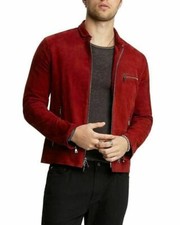 Cappotto giacca uomo rosso scamosciato con colletto piccolo - stile basic, audace e