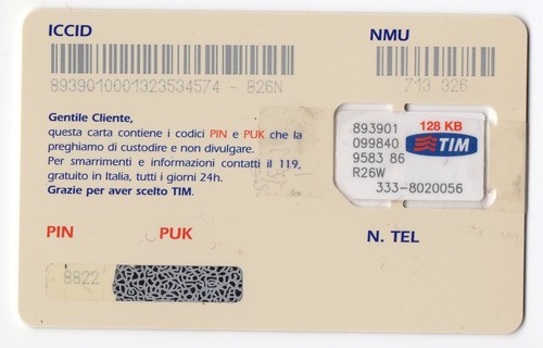 Tessera scheda carta gsm - carta,