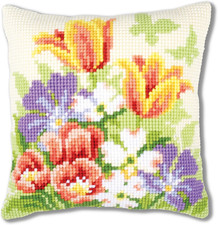 Kit Cuscino Punto Croce Fiori